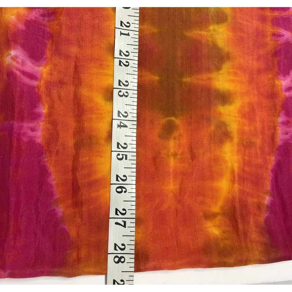 Womens Unbranded Rectangular Silk Scarf Orange Handmade Rolled Edges‎ 57x11